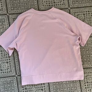 Boxy cropped Eileen Fisher cotton short sleeve pink top